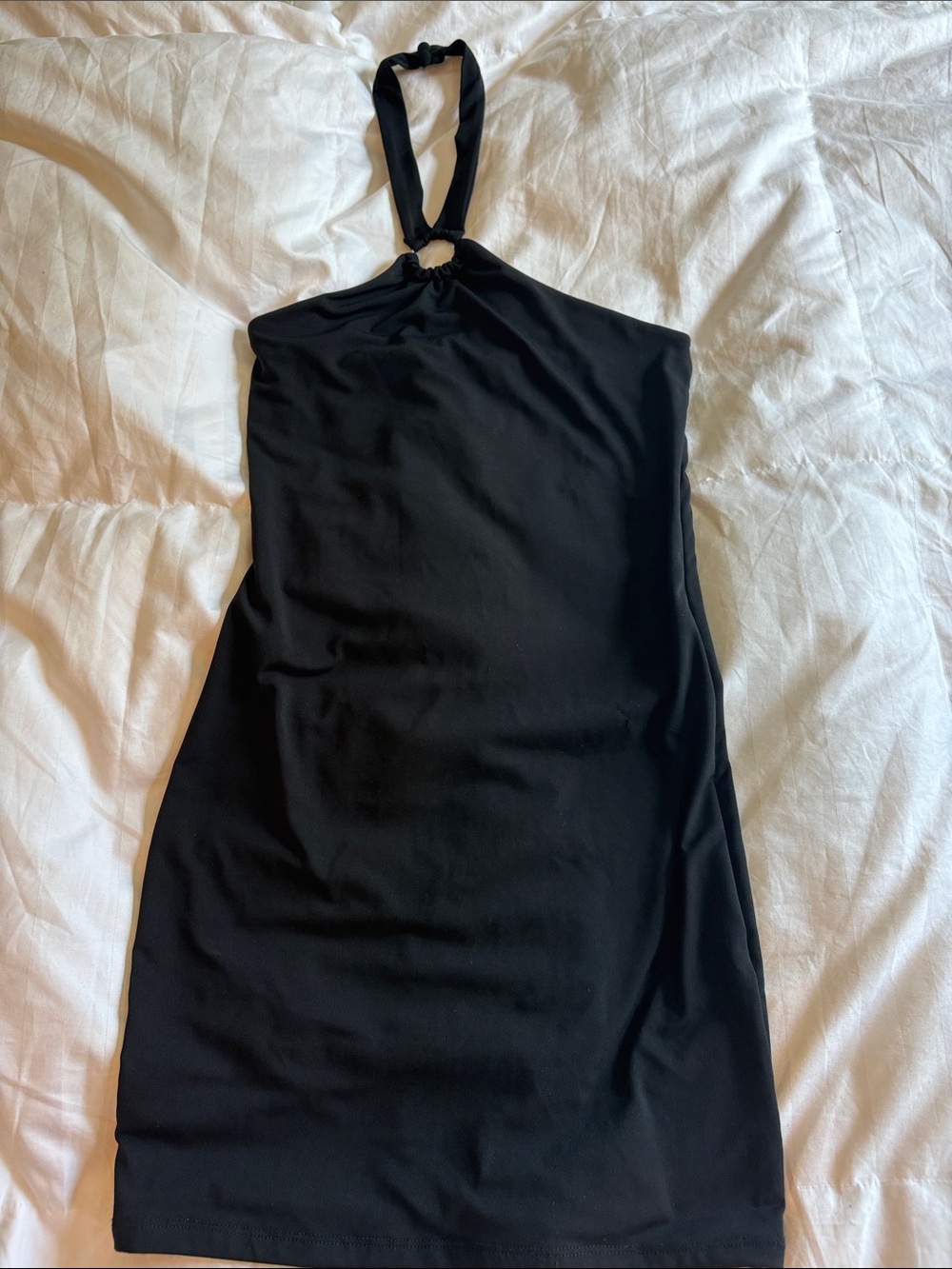 Black Halter Mini Dress - Sleek Evening Style